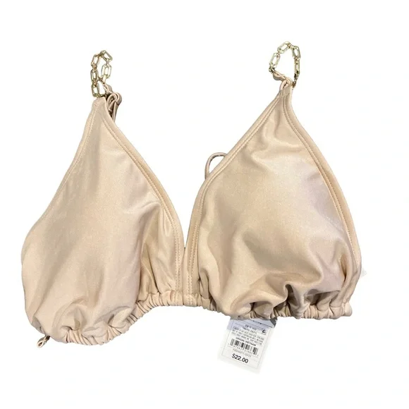 Shade & Shore Shimmer Gold Bikini Top with Gold Accents - Picture 1 of 3